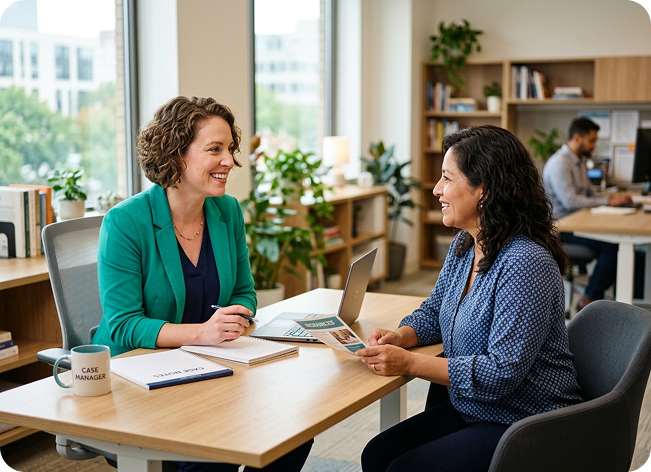 Case manager meeting with a parent